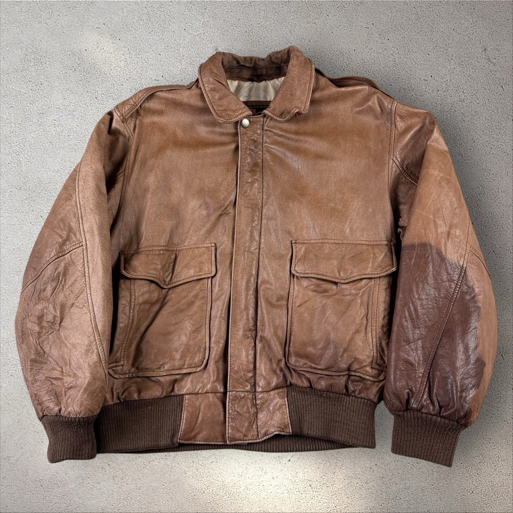 Vintage Reed Sportswear Brown‎ A-2 Leather Bomber Jacket Size 40R